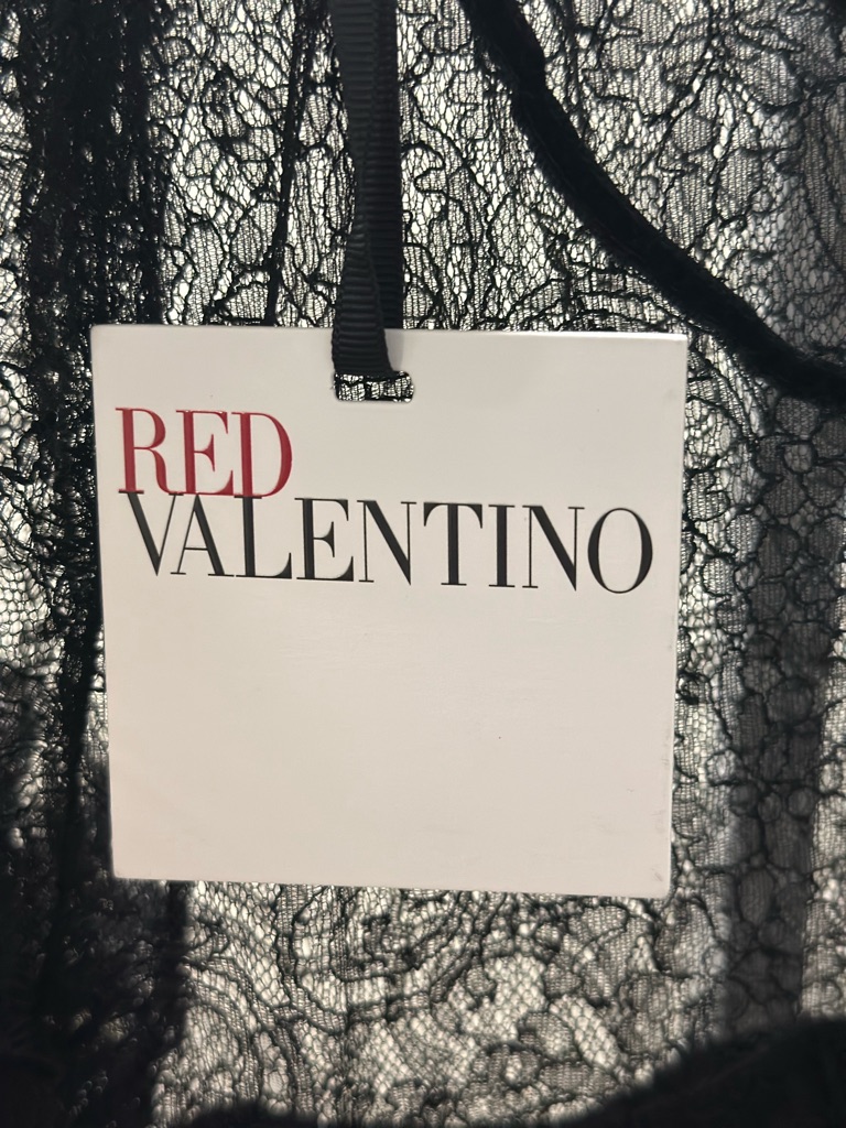 Extremely Rare Red Valentino Black Lace Trimmed Wool Dress Nwt Size L — image 7 of 8